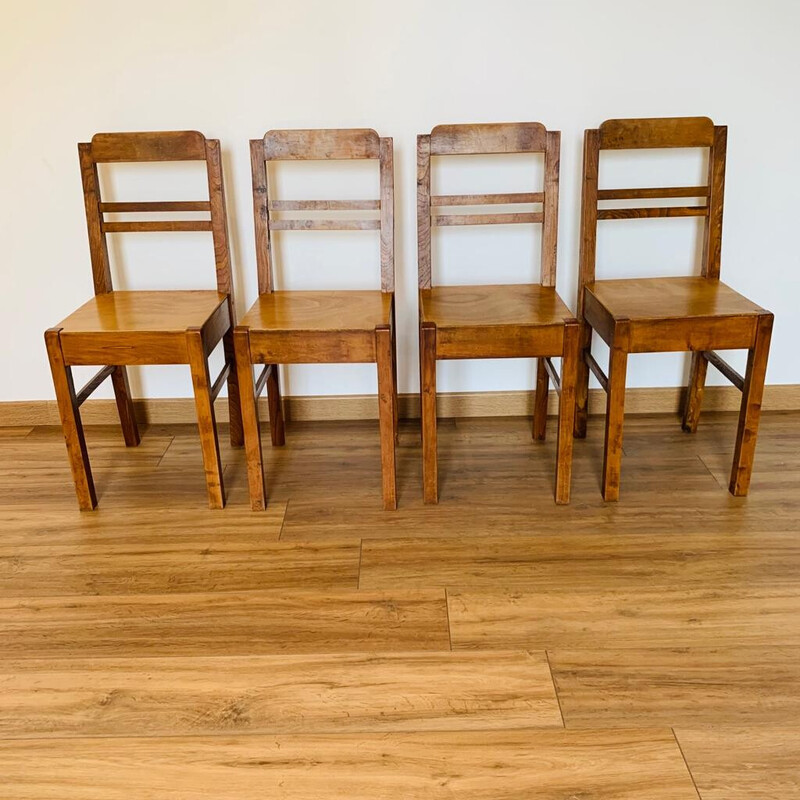 Set of 4 vintage plywood chairs, 1960