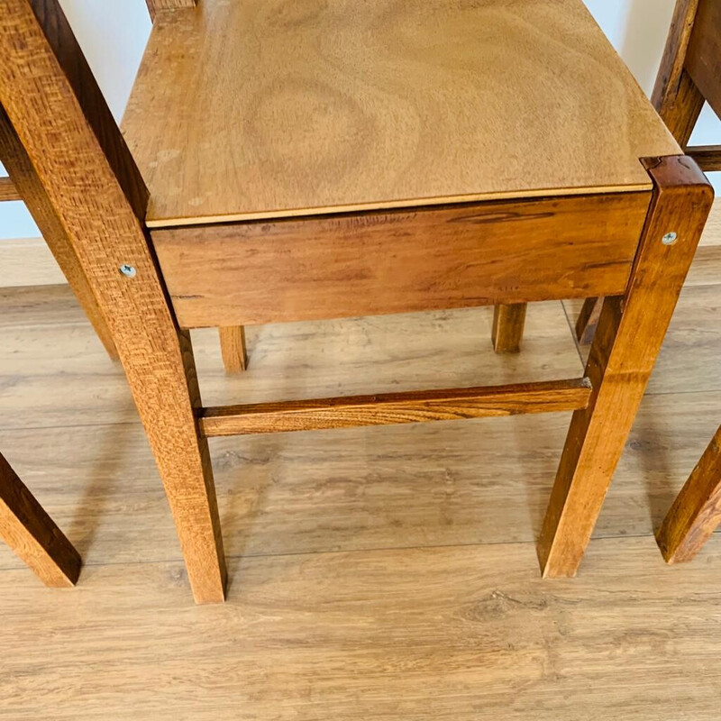 Set of 4 vintage plywood chairs, 1960