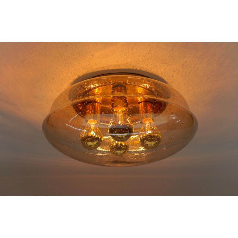 Vintage 4-light amber glass ceiling lamp for Limburg, Germany 1960