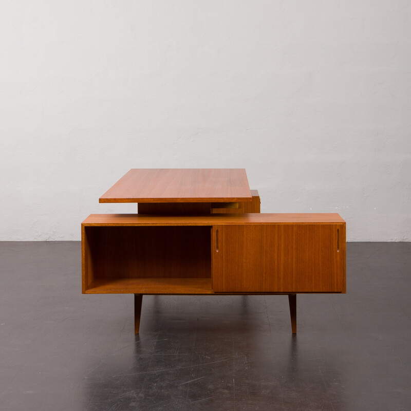 Vintage teak L-shaped executive desk by Joseph Bachleitne, Germany 1970