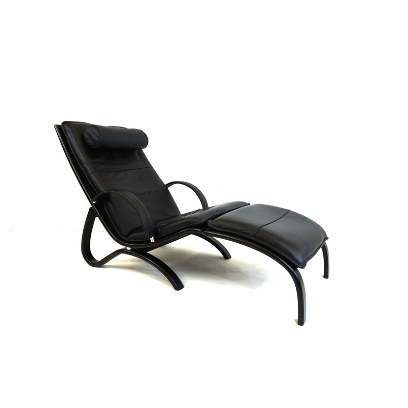 Vintage black leather armchair for Nelo, Sweden