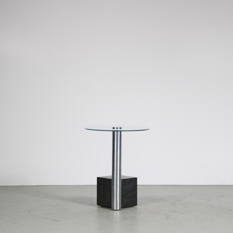 Table d'appoint vintage "Hk-2" en granit noir et métal par Hank Kwint pour Metaform, Pays-Bas 1980