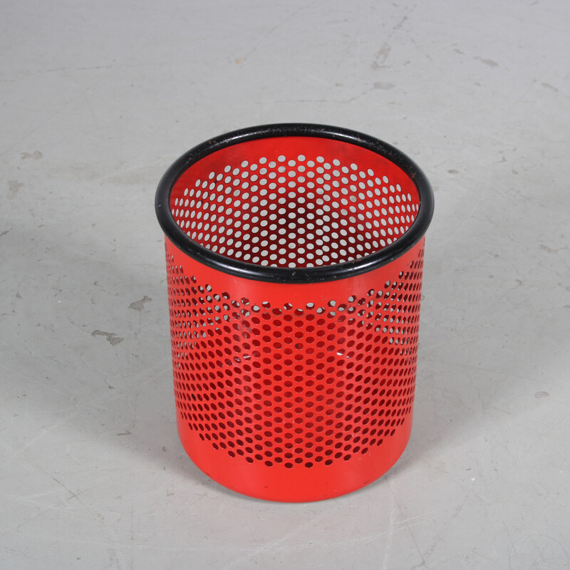 Vintage perforated metal wastebasket by Raul Barbieri and Giorgio Marianelli for Rexite, Italy 1980