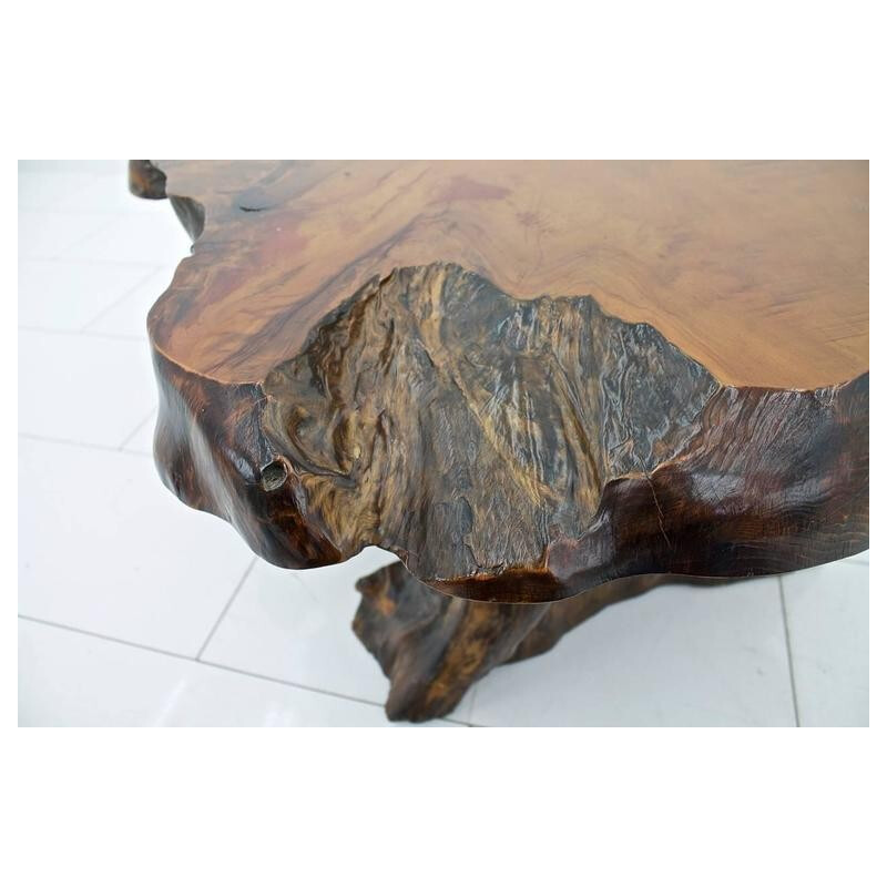 Solid root wood coffee table - 1970s