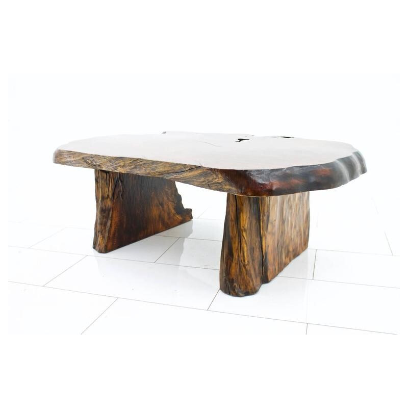Solid root wood coffee table - 1970s