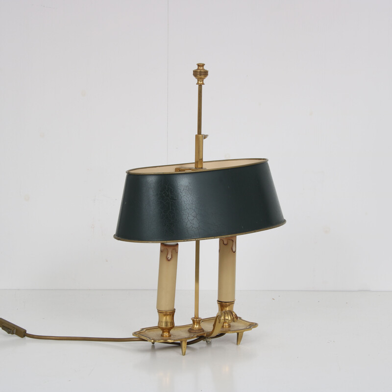 Vintage Bouillot lamp in brass with 2 arms, France 1950