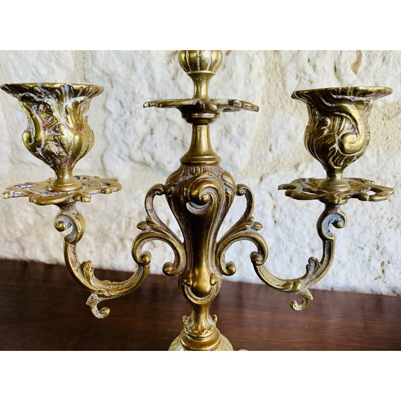 Pair of vintage bronze candelabras