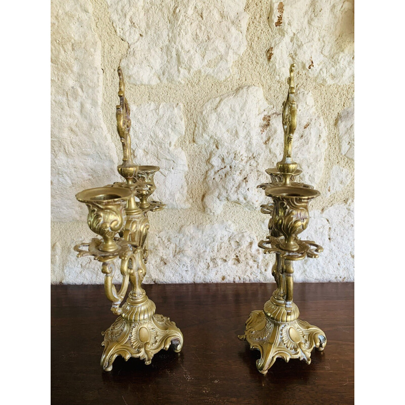 Paire de candélabres vintage en bronze
