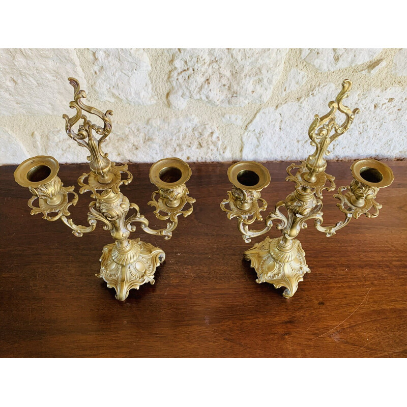 Pair of vintage bronze candelabras