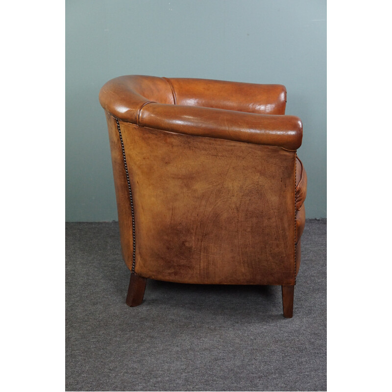 Vintage sheepskin club chair