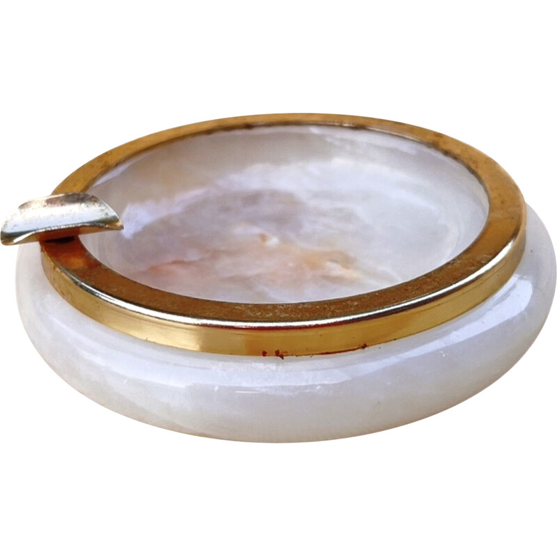 Vintage alabaster and brass ashtray, Italy 1970