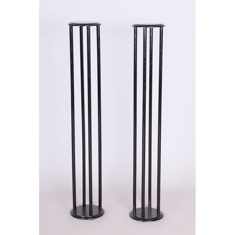 Pair of vintage Art Deco beech pedestals by Josef Franz Maria Hoffmann for Thonet, Austria 1910