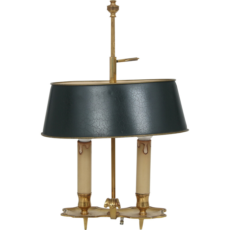 Vintage Bouillot lamp in brass with 2 arms, France 1950