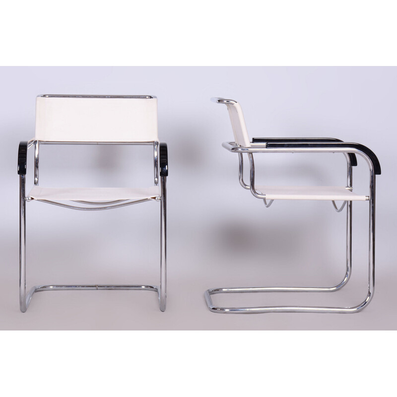 Pair of vintage Bauhaus armchairs in chromed steel by Marcel Breuer for Thonet, Czechoslovakia 1930