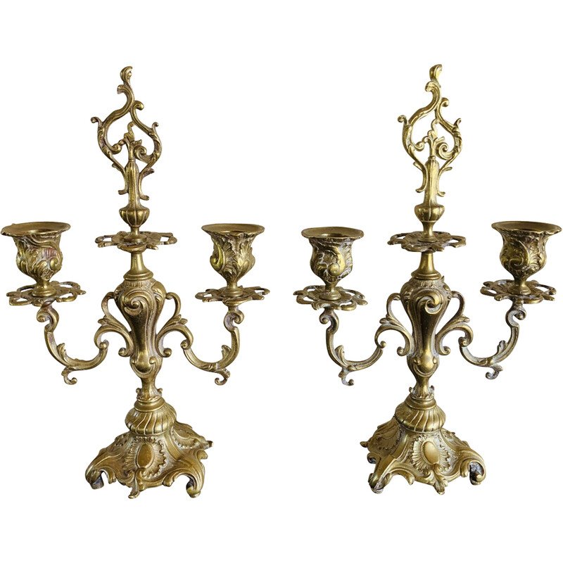 Pair of vintage bronze candelabras