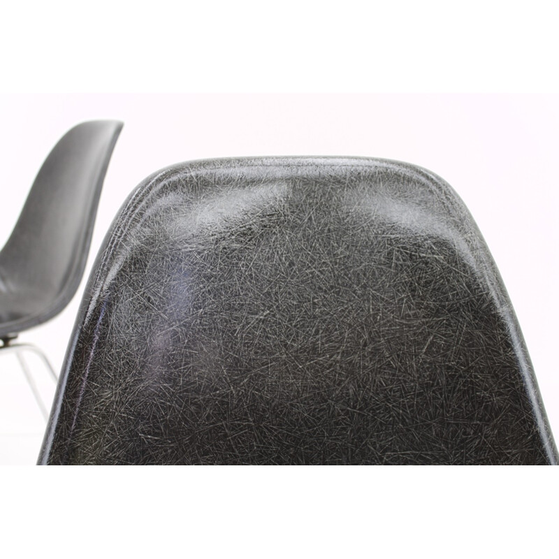 Pair of black fiberglass side chairs by Charles & Ray Eames - 1960s