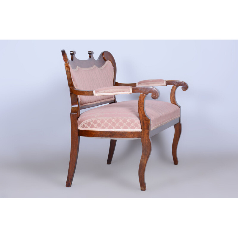 Vintage Biedermeier oak and walnut seating set, Austria 1840