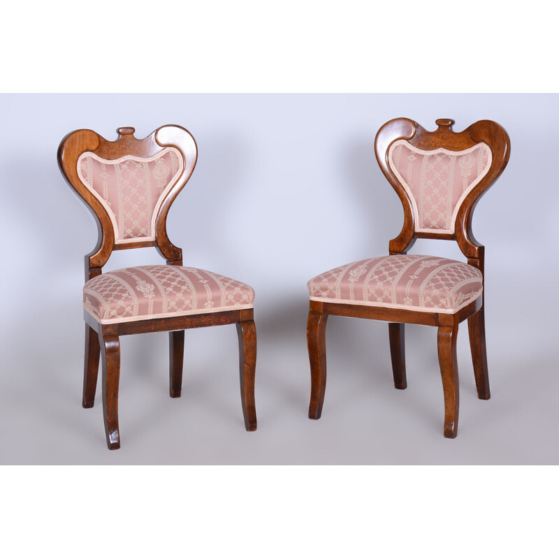 Vintage Biedermeier oak and walnut seating set, Austria 1840