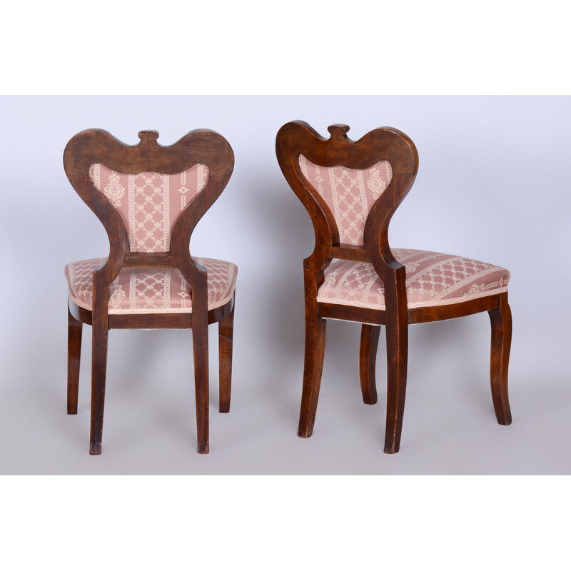 Vintage Biedermeier oak and walnut seating set, Austria 1840