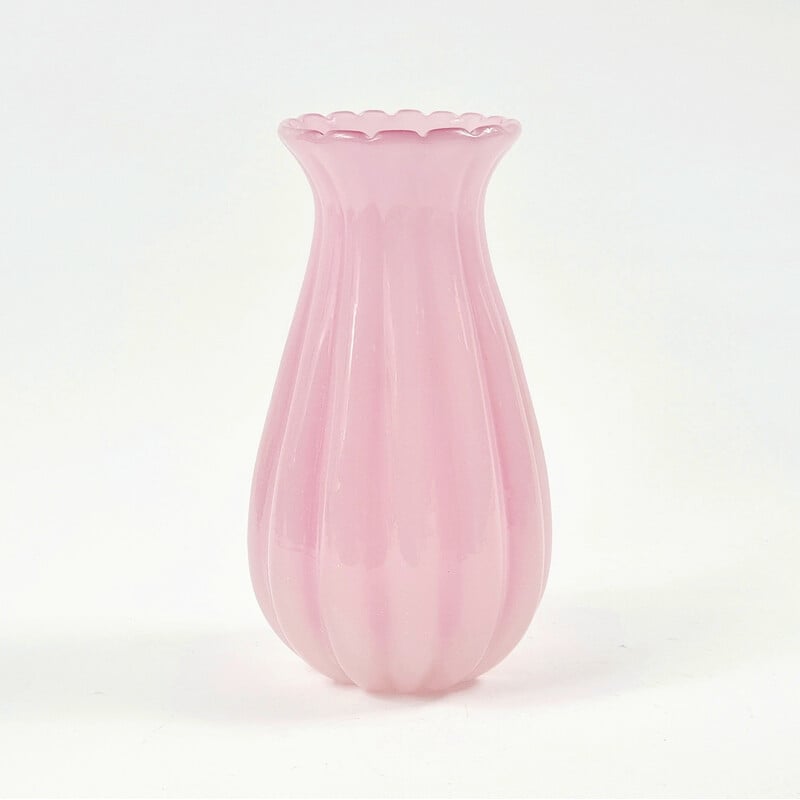 Vintage pink Murano Glass vase by Archimede Seguso for Seguso Vetri d'Arte, Italy 1950
