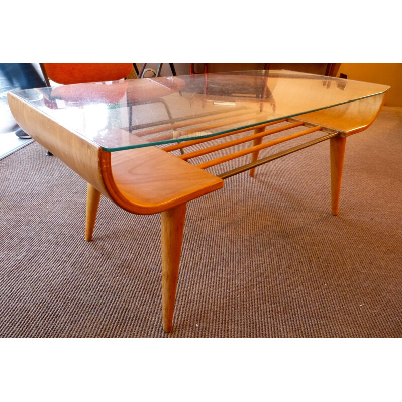 Table basse plywood, LUTJENS - années 40