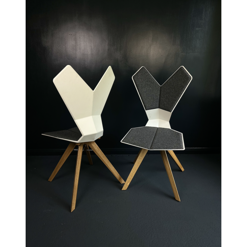 Ensemble de 2 chaises vintage "Y" en chêne massif et nylon par Tom Dixon