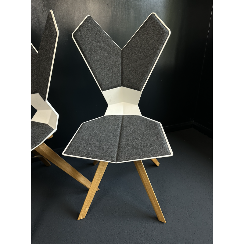 Ensemble de 2 chaises vintage "Y" en chêne massif et nylon par Tom Dixon