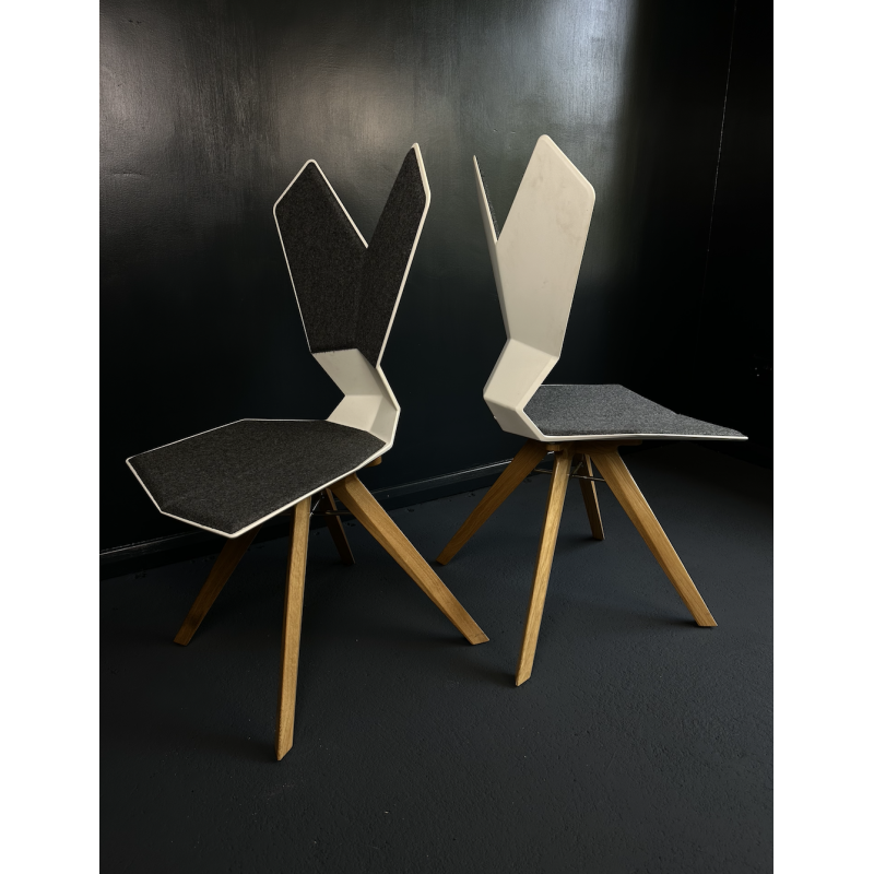 Set of 2 vintage 'Y' chairs in solid oak and nylon by Tom Dixon