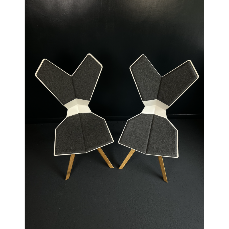 Ensemble de 2 chaises vintage "Y" en chêne massif et nylon par Tom Dixon