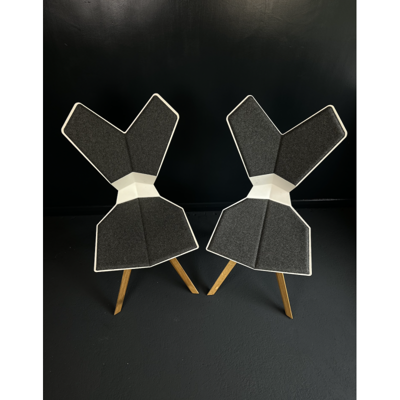 Set of 2 vintage 'Y' chairs in solid oak and nylon by Tom Dixon