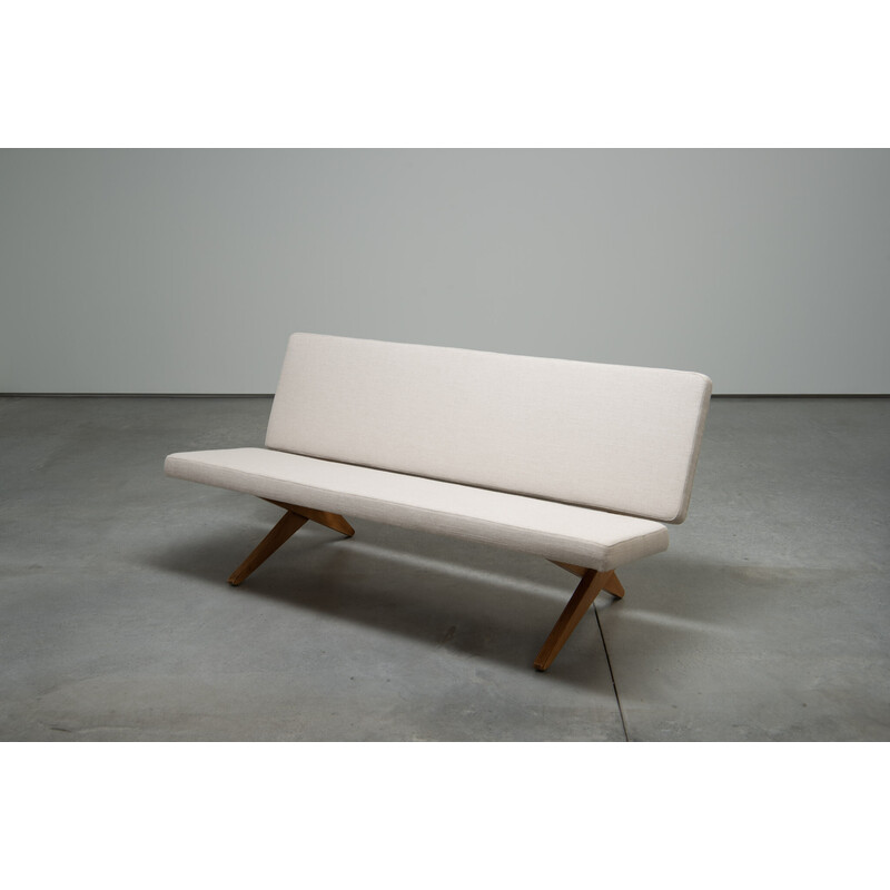 Vintage 3-seater sofa “Scissor Sofa” in white fabric by Jan van Grunsven for Ums/Pastoe, 1957