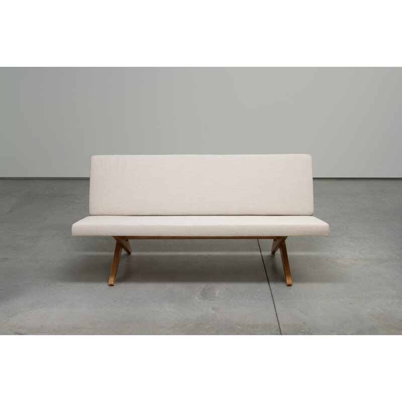 Vintage 3-seater sofa “Scissor Sofa” in white fabric by Jan van Grunsven for Ums/Pastoe, 1957