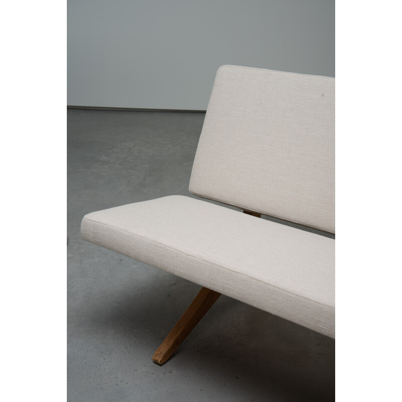 Vintage 3-zitsbank "Scissor Sofa" in witte stof van Jan van Grunsven voor Ums/Pastoe, 1957