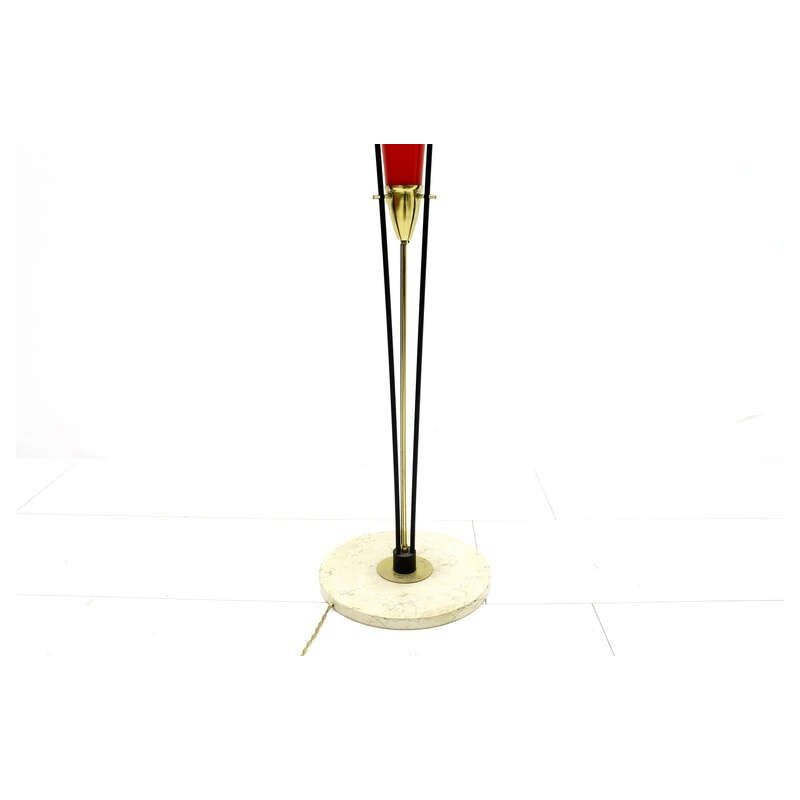 Orangle glass floor lamp and marble base - 1950s