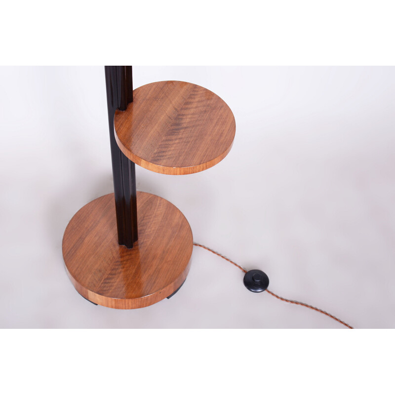 Vintage Art Deco walnut and oak floor lamp by Jindrich Halabala for Up Zavody, Czechoslovakia 1930