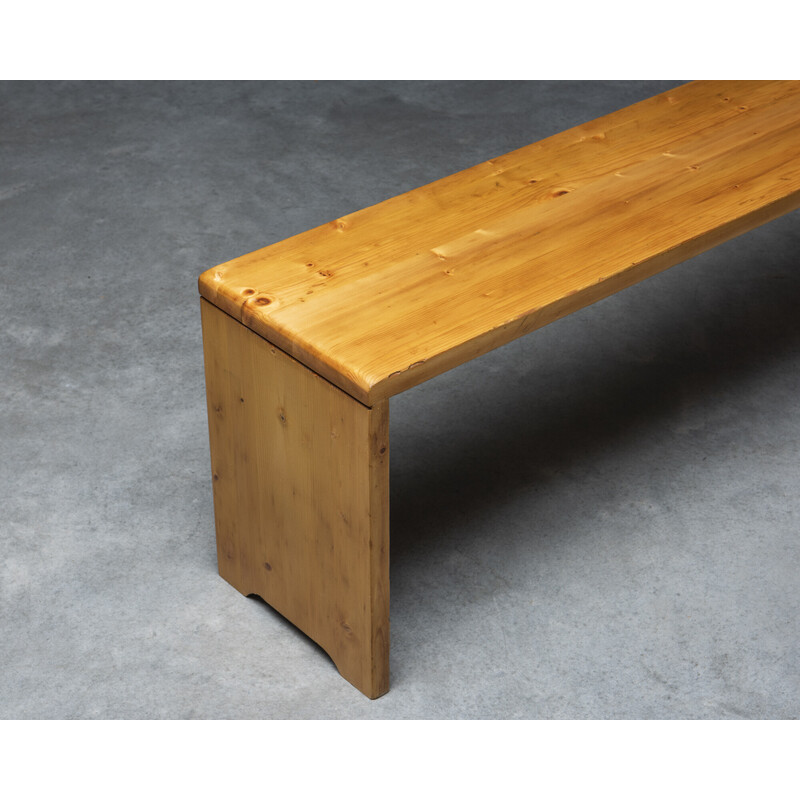 Vintage solid pine benches, selected by Charlotte Perriand for Les Arcs, France 1960