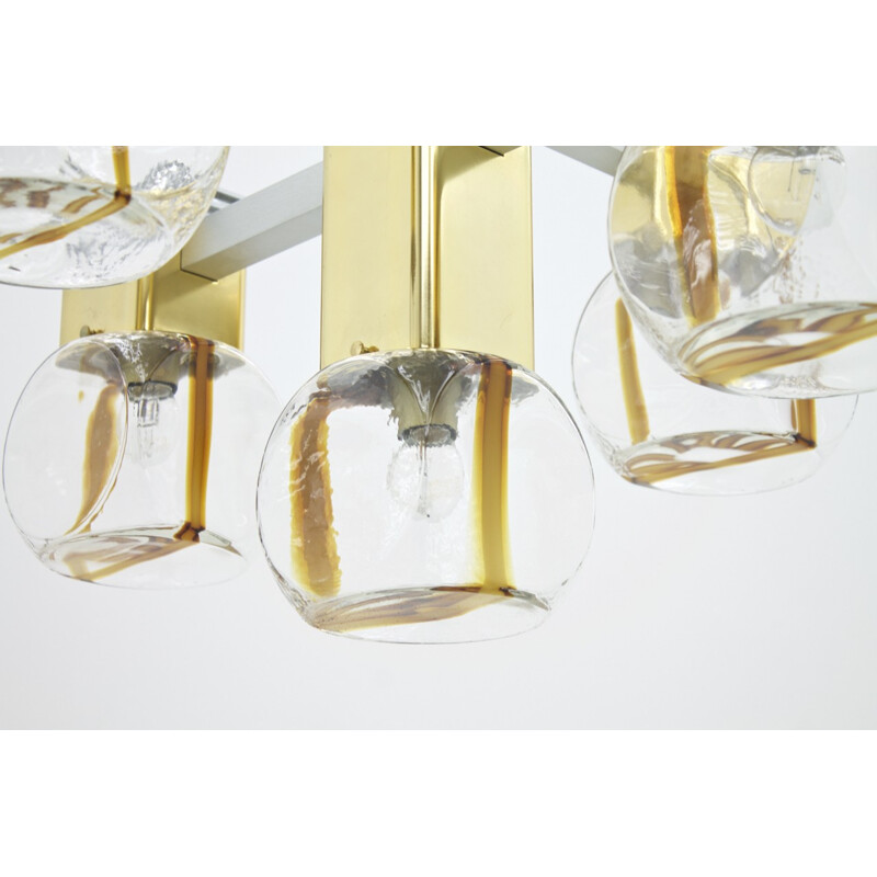 Italian brass and glass chandelier by Lampadari - 1970s