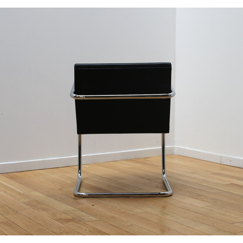 Brno 2 cadeiras de escritório vintage em metal cromado e couro de Mies Van Der Rohe para Stodio Knoll