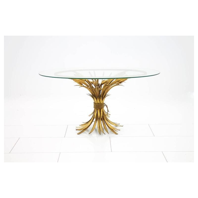 Golden oval wheat table - 1970s