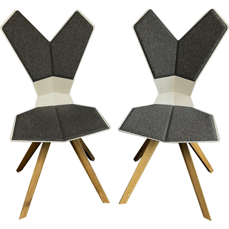 Ensemble de 2 chaises vintage "Y" en chêne massif et nylon par Tom Dixon