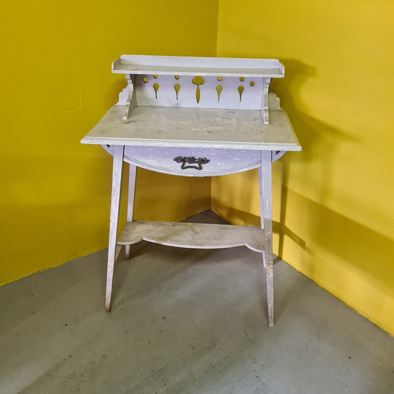 Table console vintage Art Nouveau en bois avec tiroir, France 1900