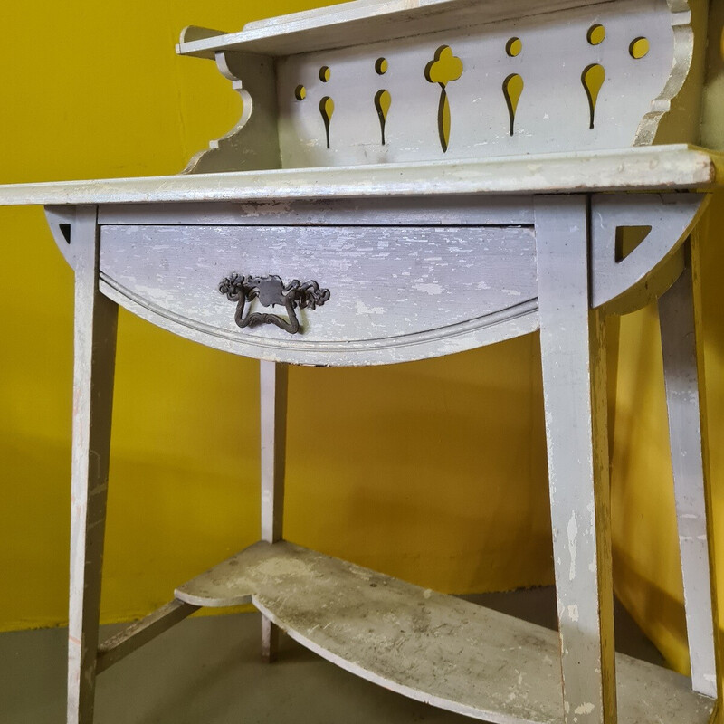 Vintage Art Nouveau wooden console table with drawer, France 1900