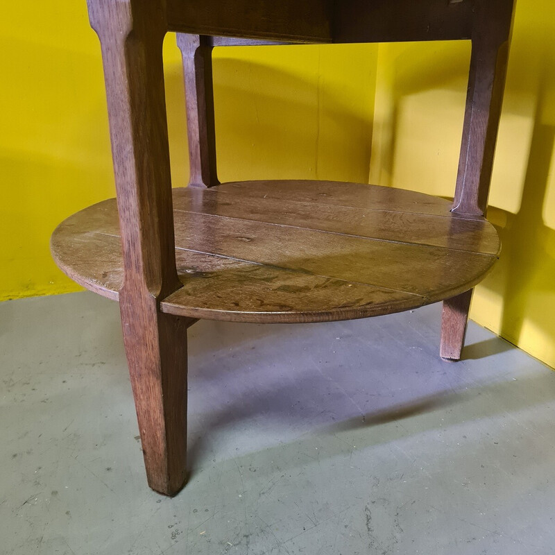 Vintage solid oak side table, France