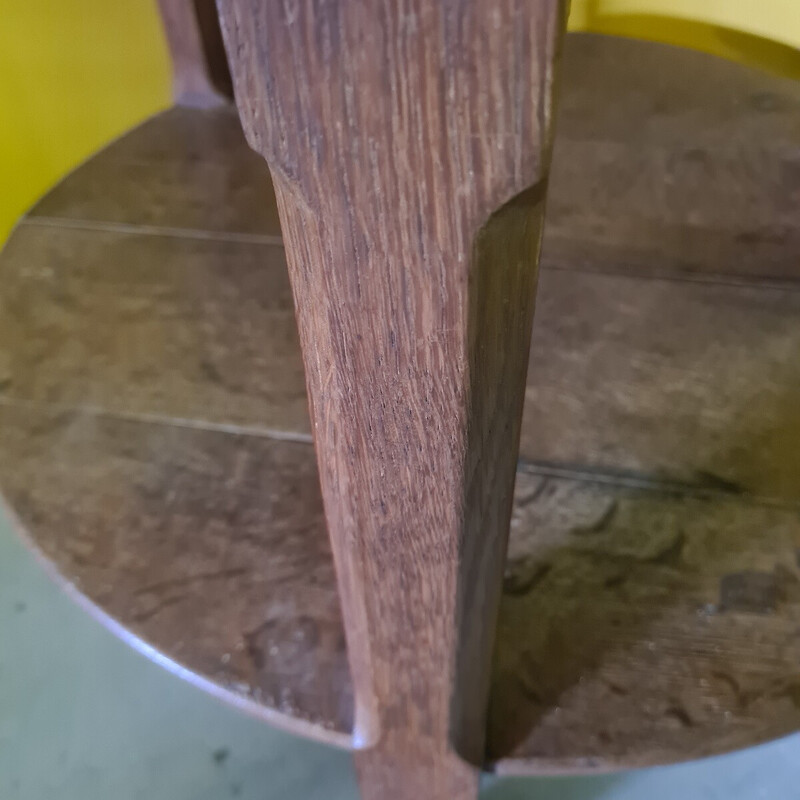 Vintage solid oak side table, France