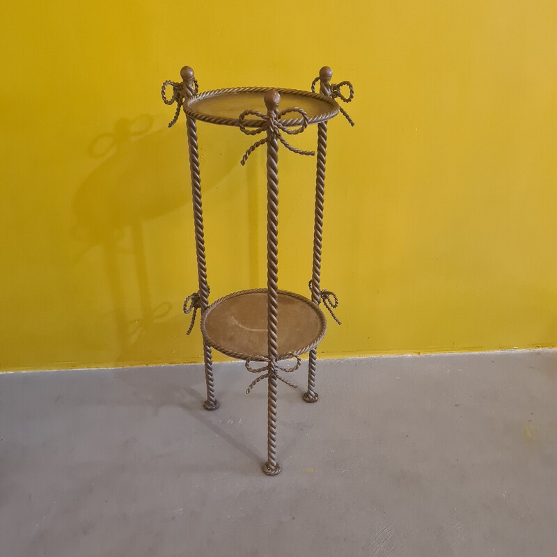 Vintage gold metal side table, Italy 1960