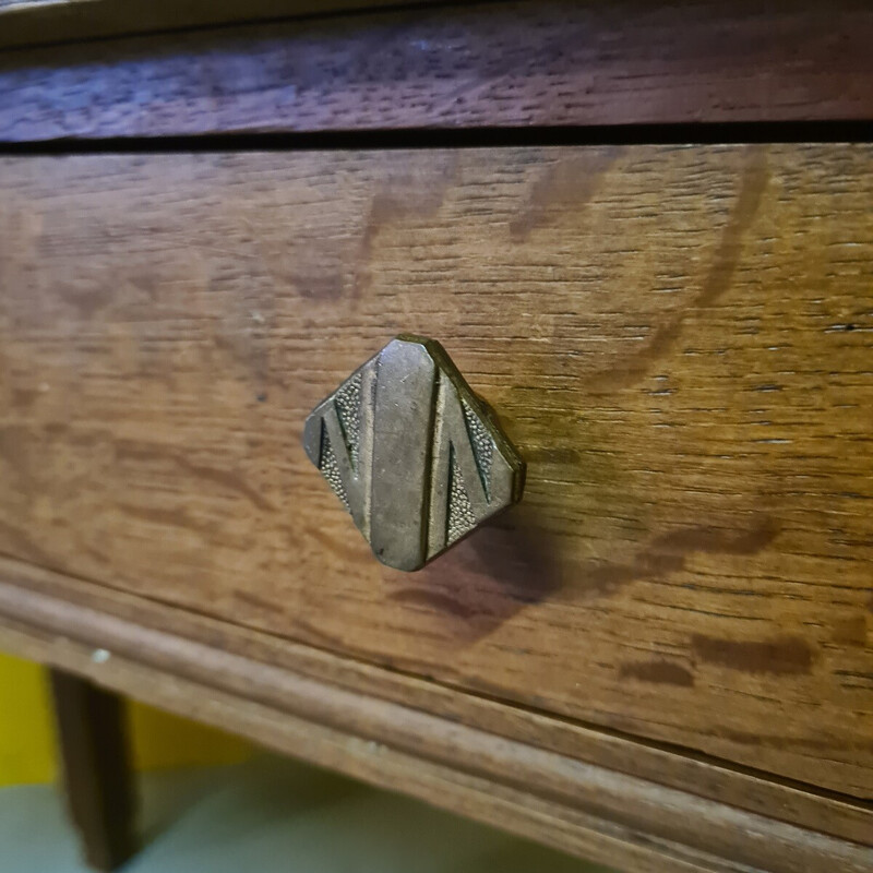 Vintage Art Deco oak console with drawer, France 1920