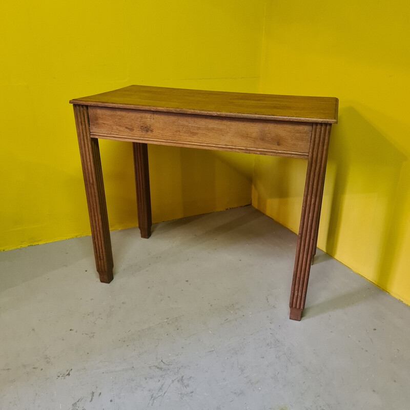 Vintage Art Deco oak console with drawer, France 1920