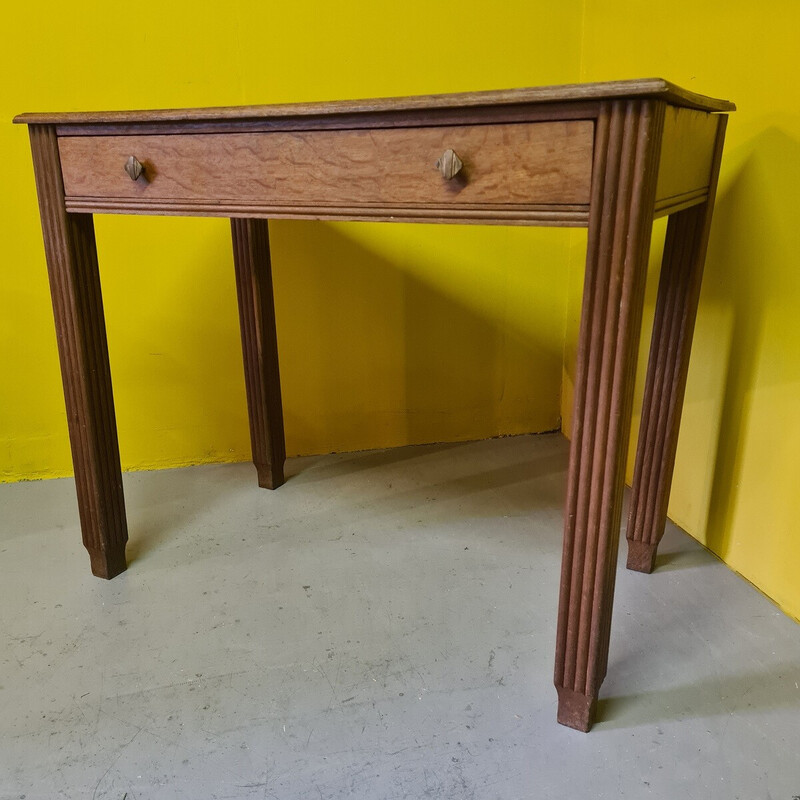 Vintage Art Deco oak console with drawer, France 1920