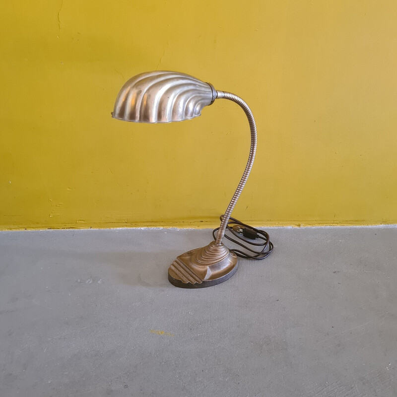 Vintage Art Deco desk lamp in brass and cast iron, 1920