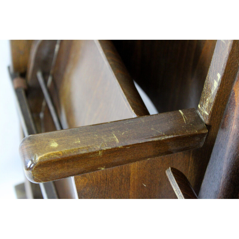 Vintage cinema benches in beech wood and curved plywood for Ton, 1960